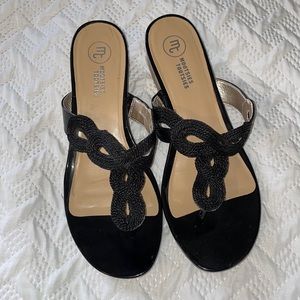Mootsies Tootsies Black Wedge Sandals